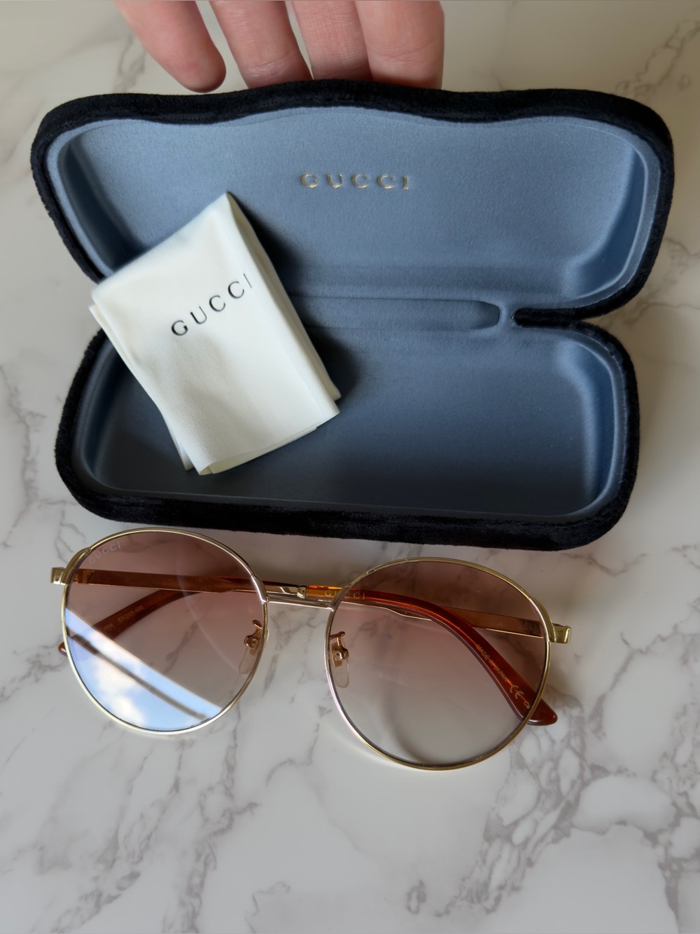 Gucci Gold GG0206SK 004 Round Sunglasses